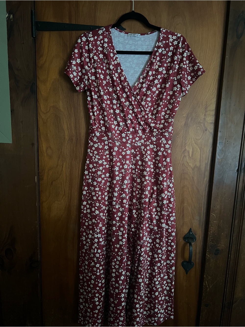 Women's Burgundy Floral Wrap Maxi Dress